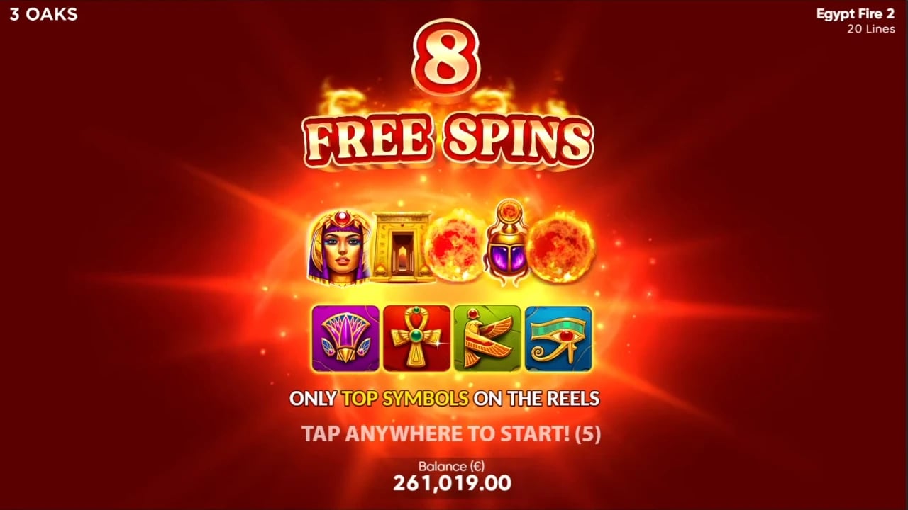 Egypt Fire 2: Eight Free Spins and the higher-symbol set