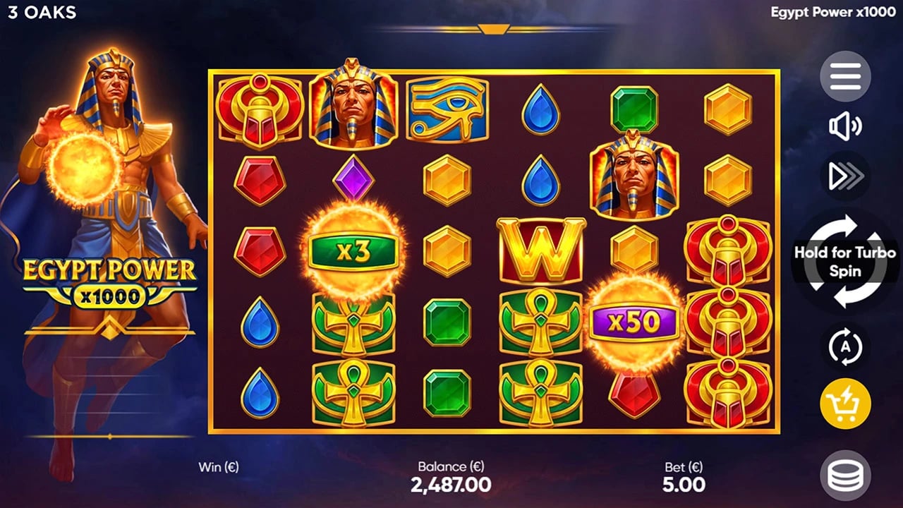 Egypt Power x1000: Sun multipliers beside regular symbols