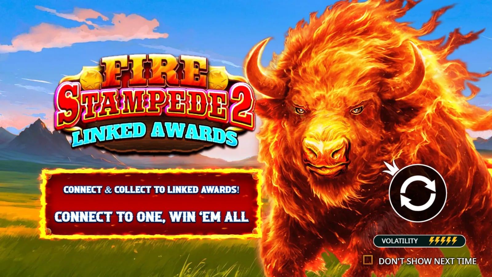 Fire Stampede 2 official demo opening with the flaming buffalo and full game artwork