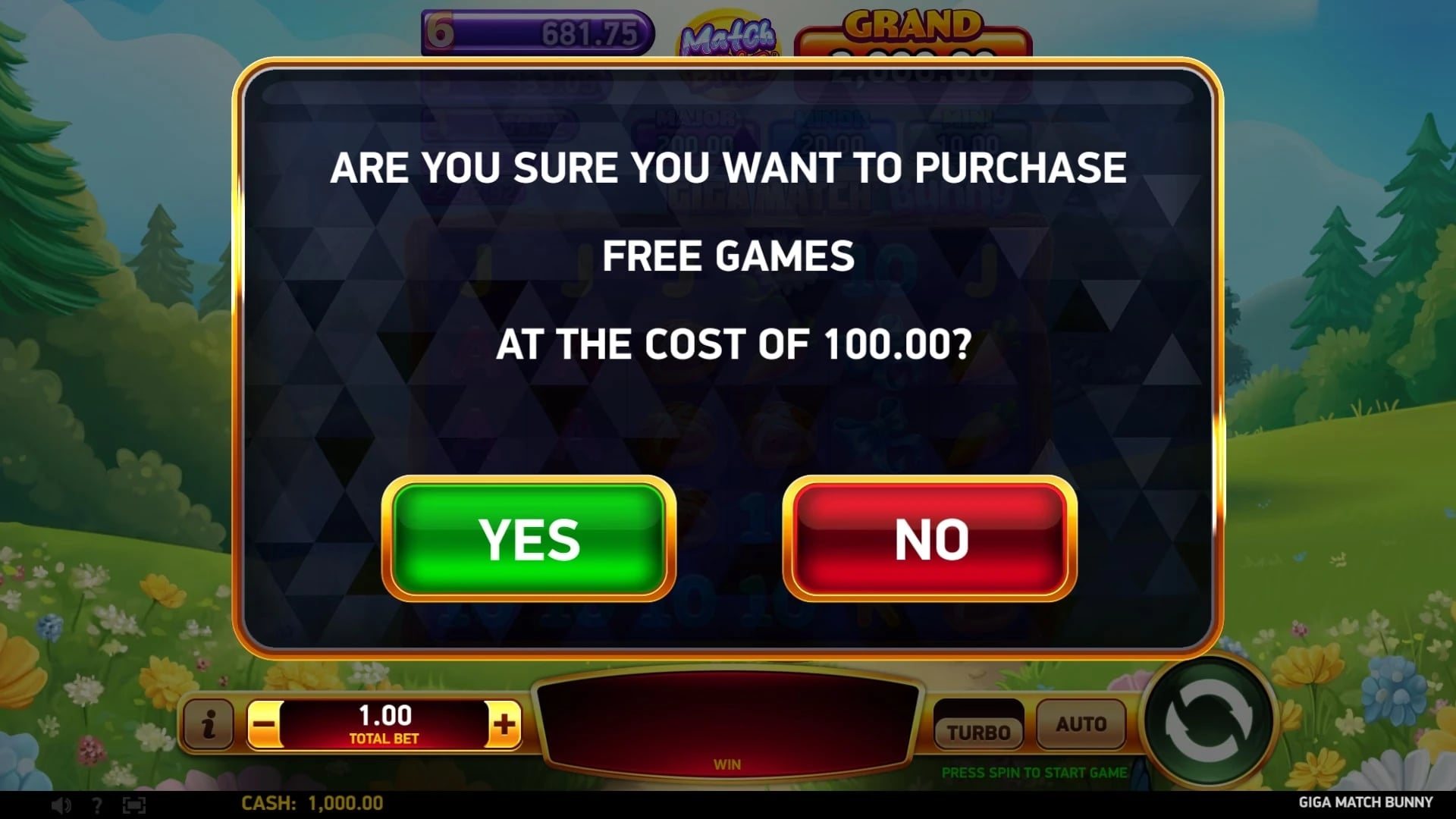 Giga Match Bunny: 100x buy confirmation