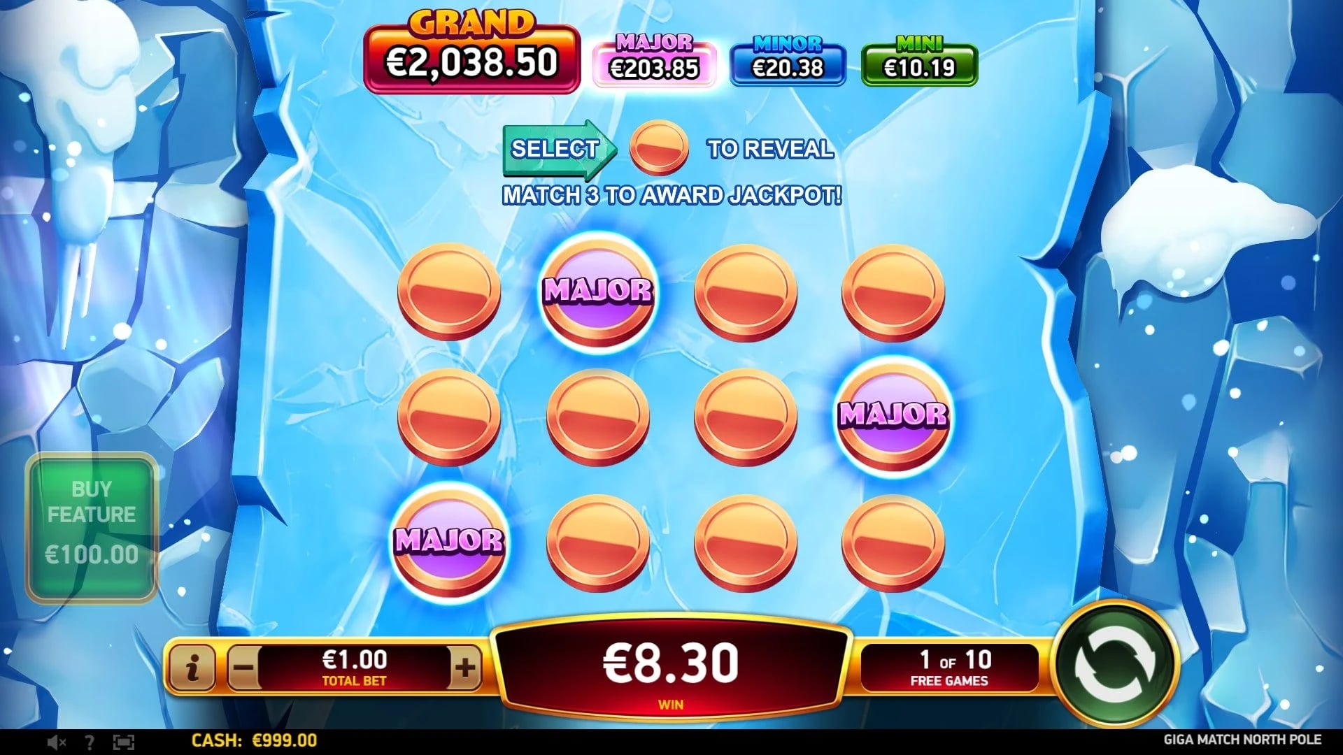 Giga Match North Pole: Match Blitz jackpot pick board