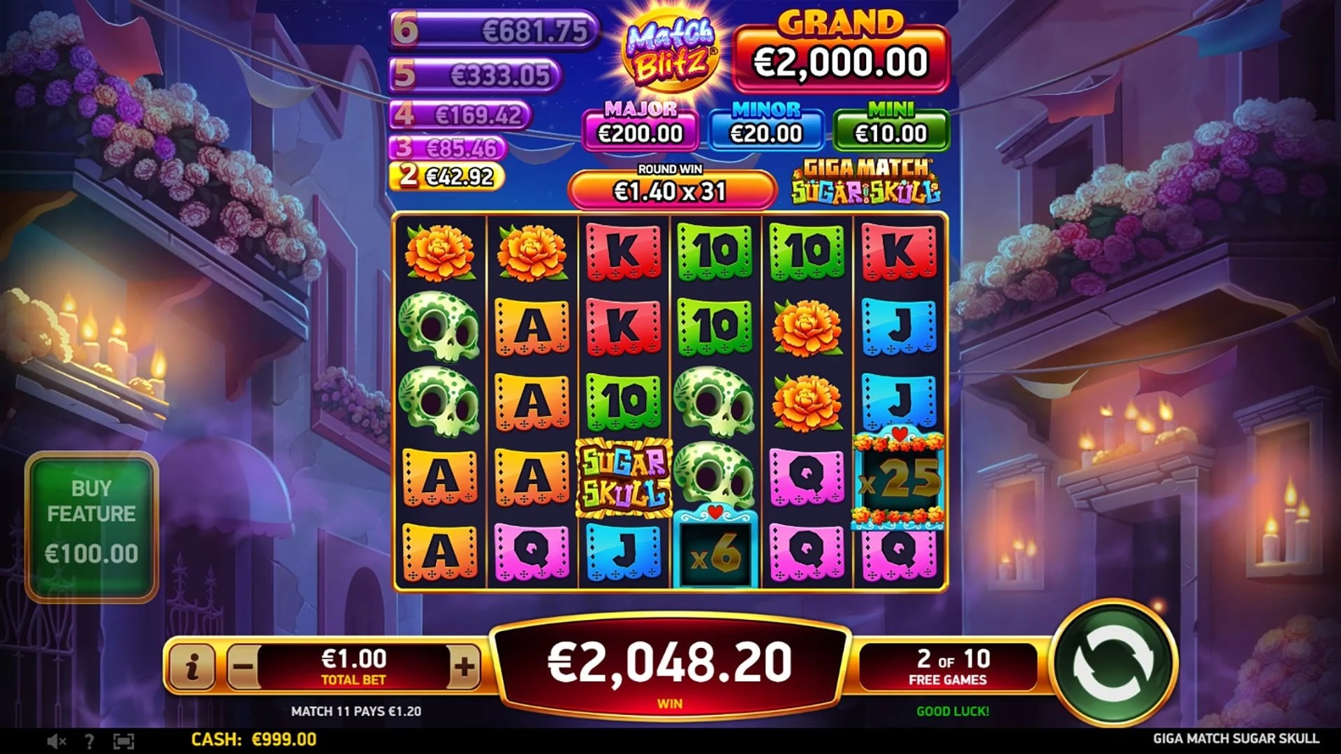 Giga Match Sugar Skull: Multiplier settlement state