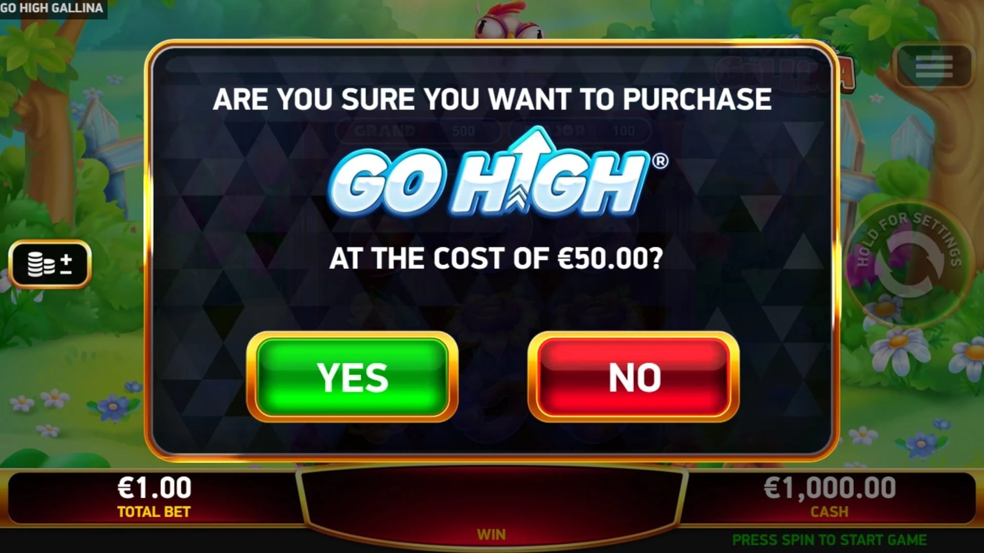 Go High Gallina: 50x buy confirmation