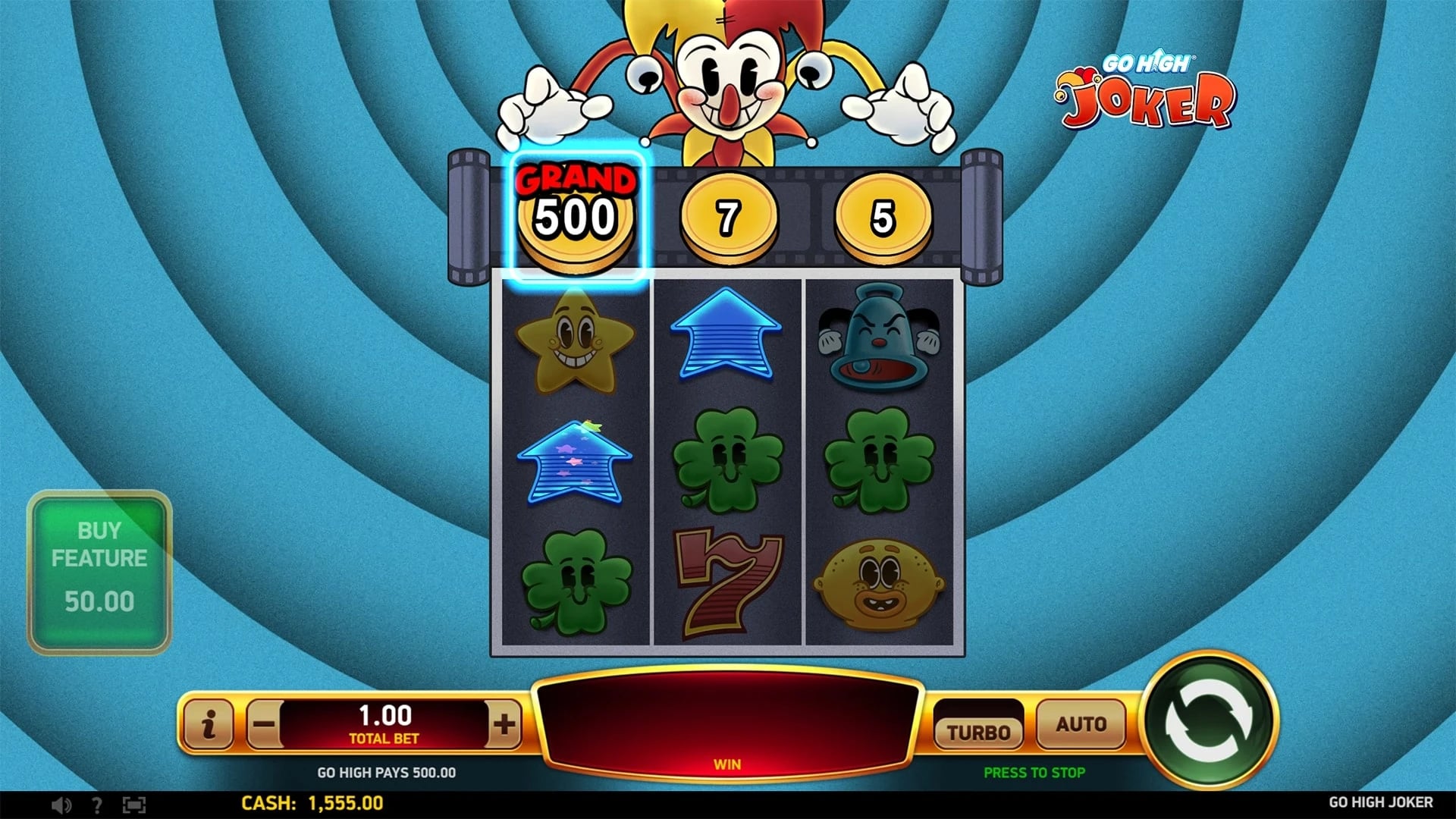 Go High Joker: Go High prize reel and arrows