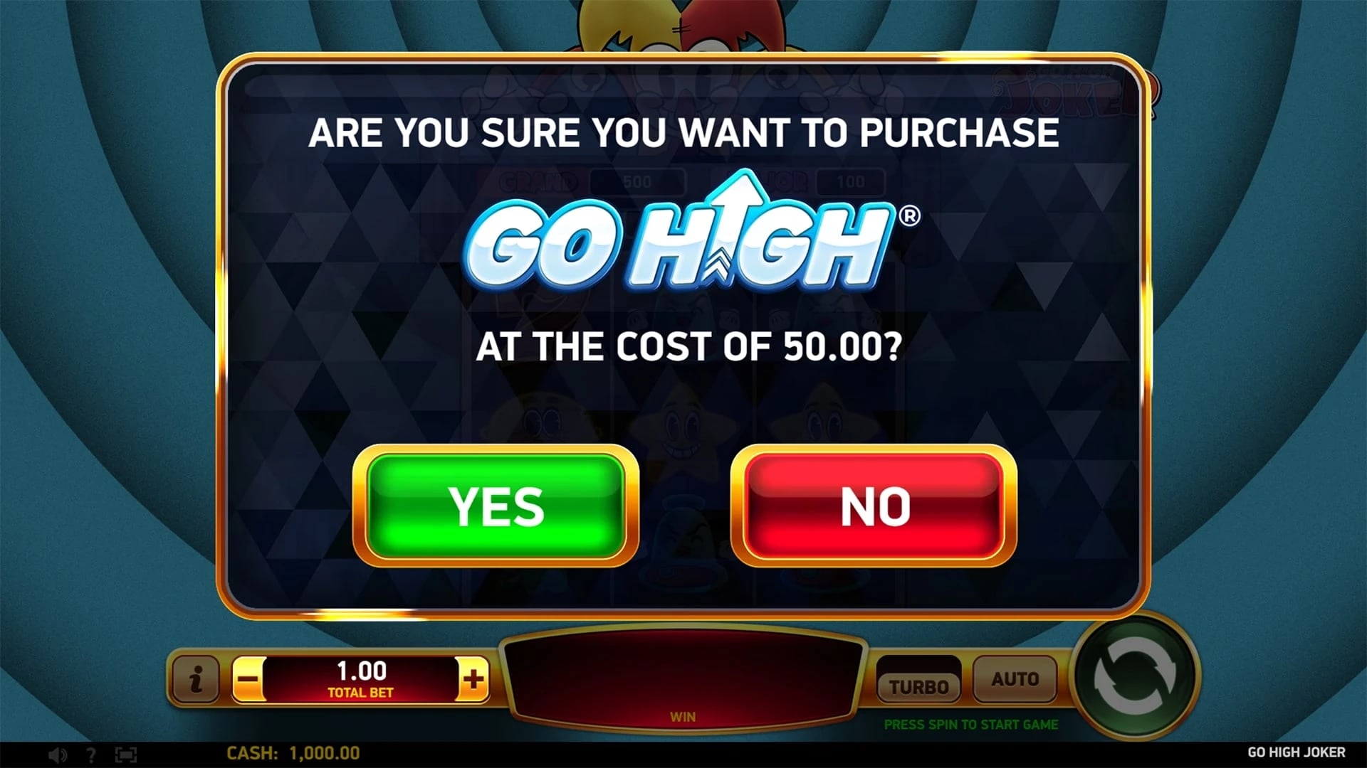Go High Joker: 50x buy confirmation