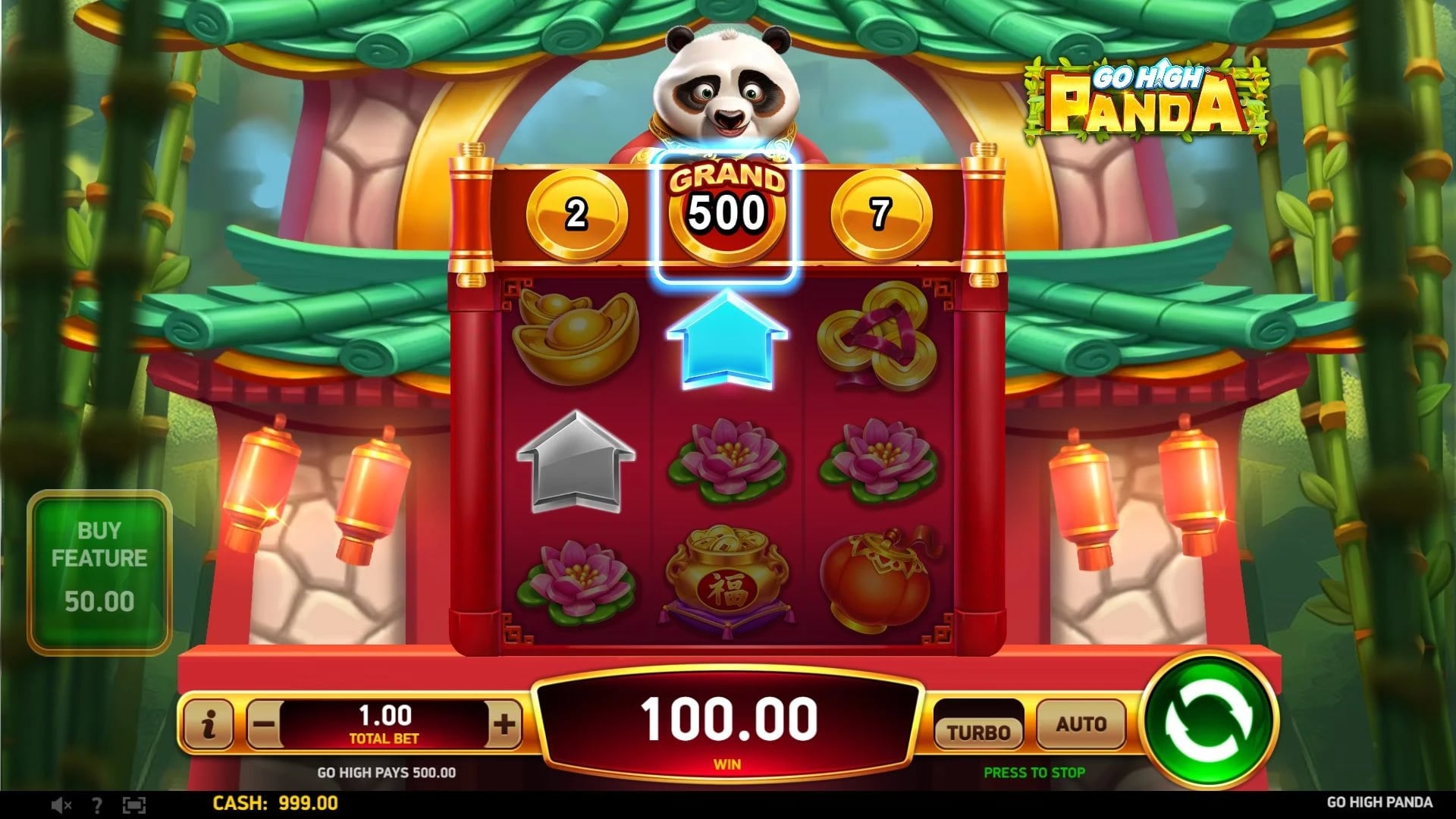 Go High Panda: Horizontal Go High prize reel