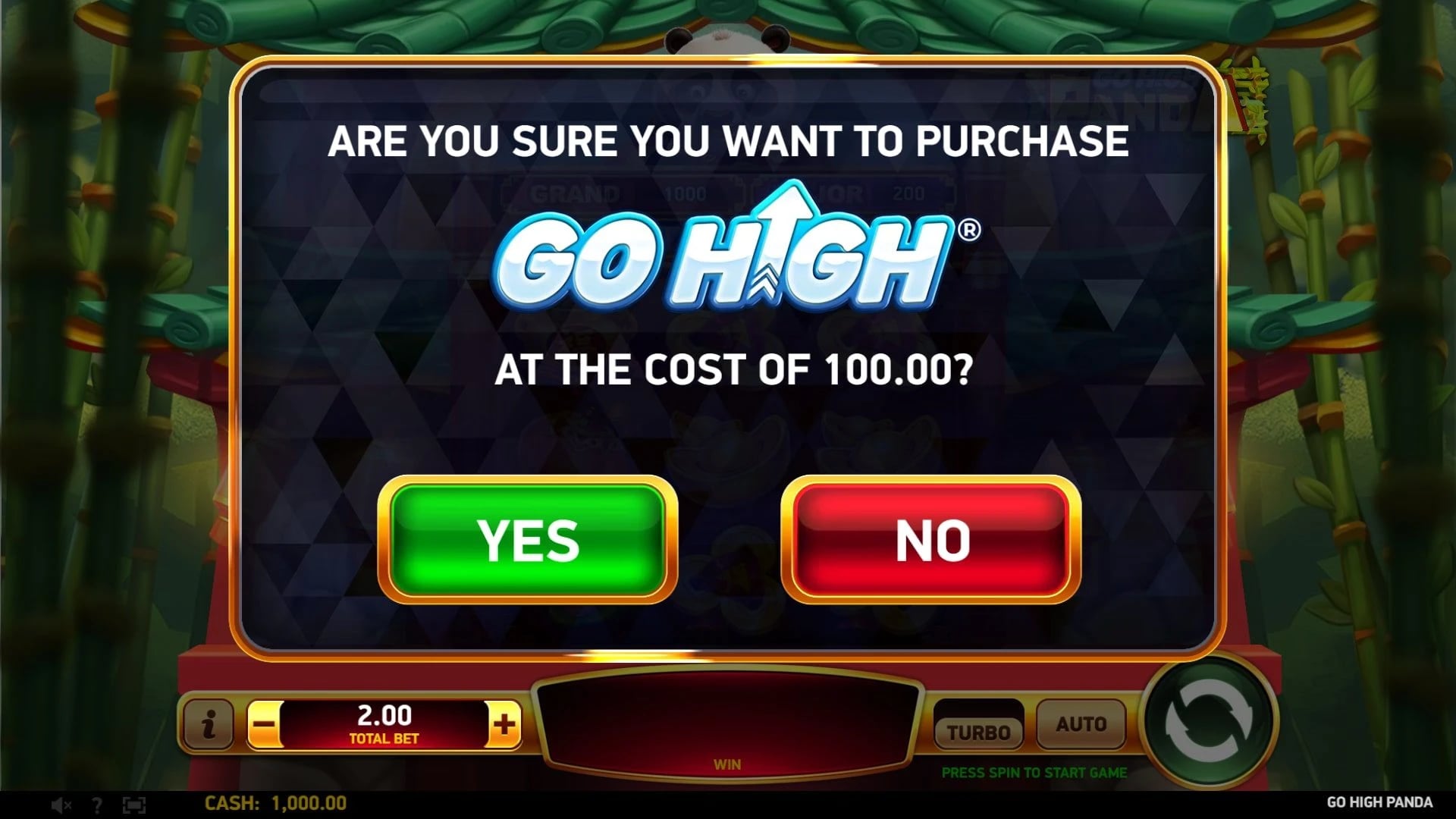 Go High Panda: 50x buy confirmation