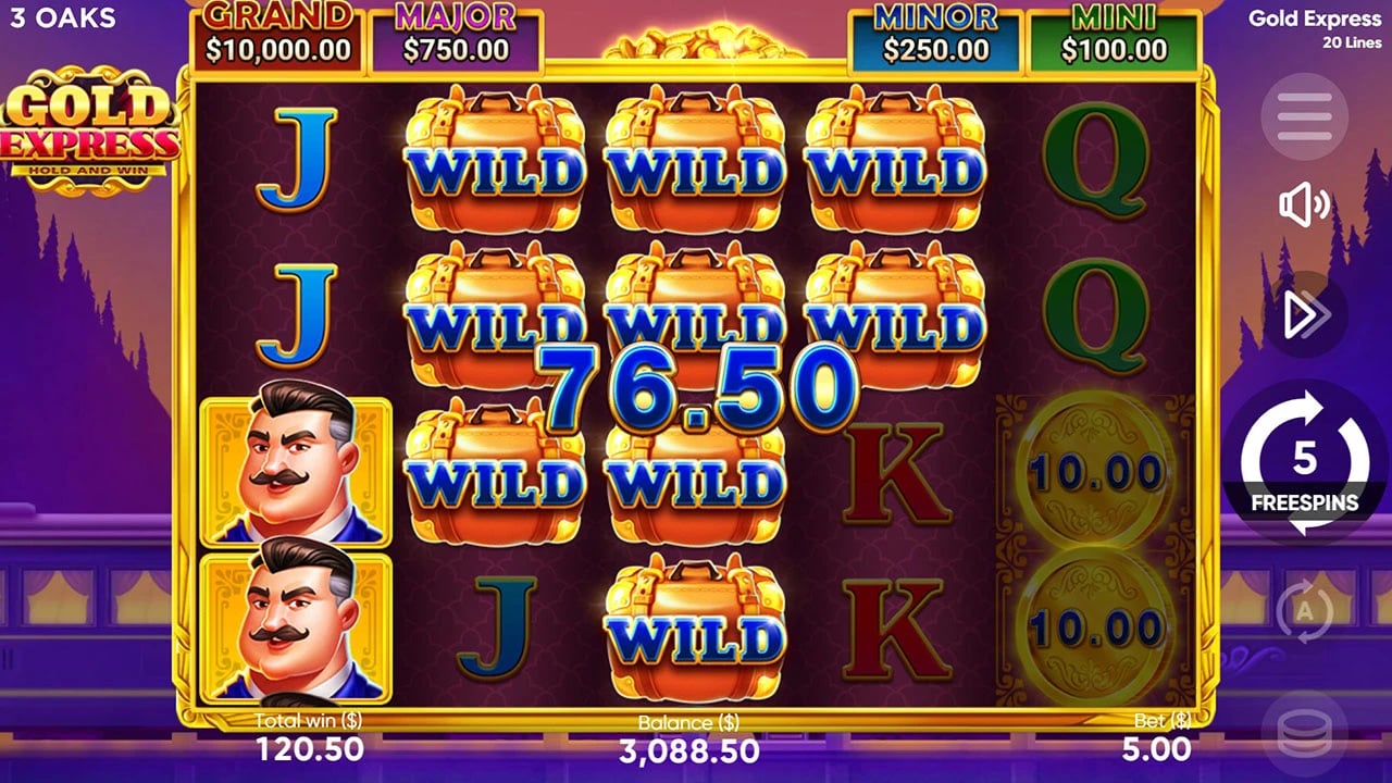 Gold Express: Wild symbols across the free-spin field