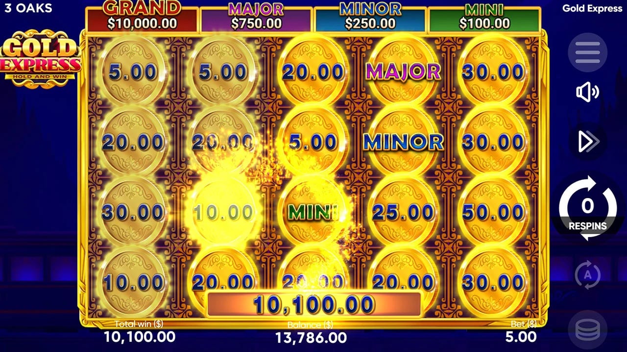 Gold Express: Completed sticky Coin bonus board