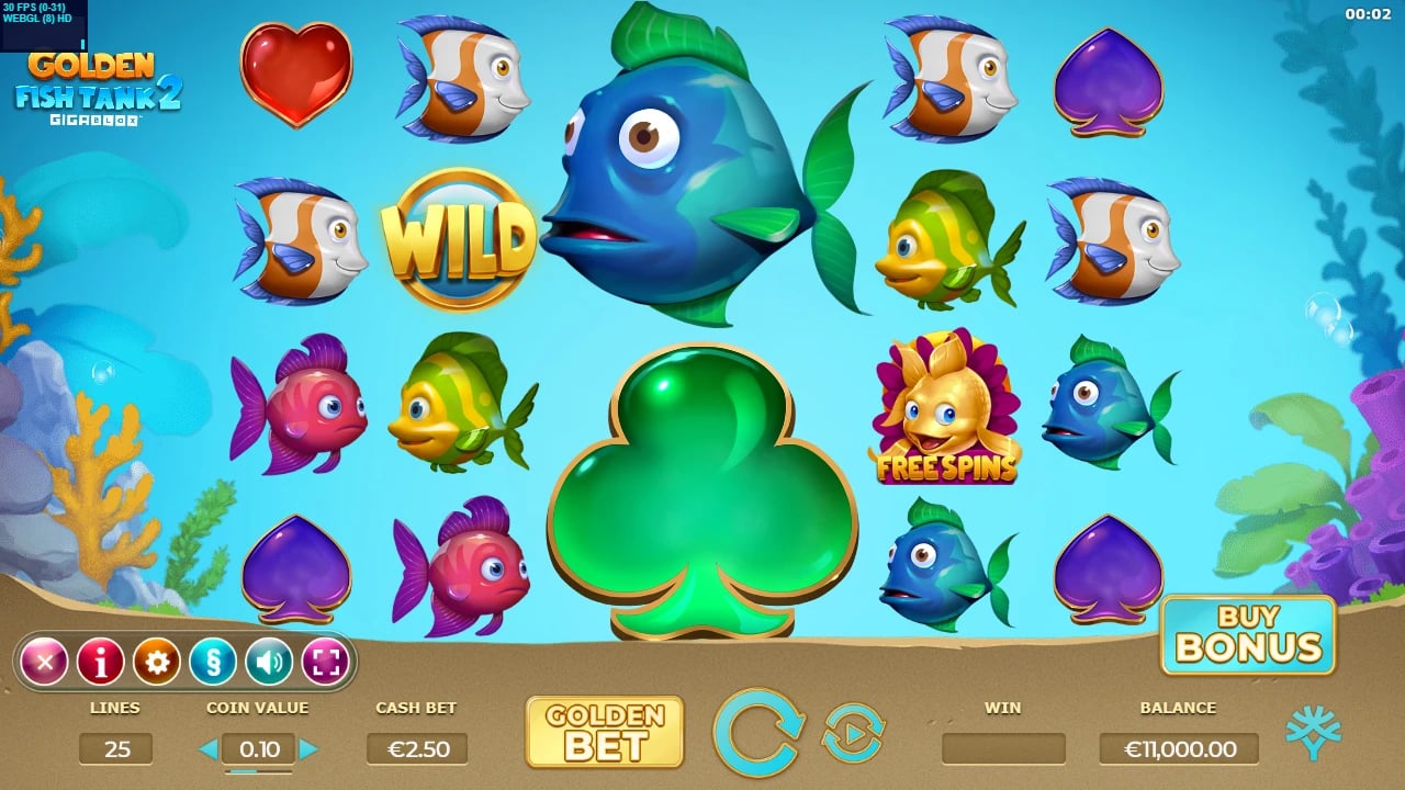 Golden Fish Tank 2 six-reel base board with large fish blocks