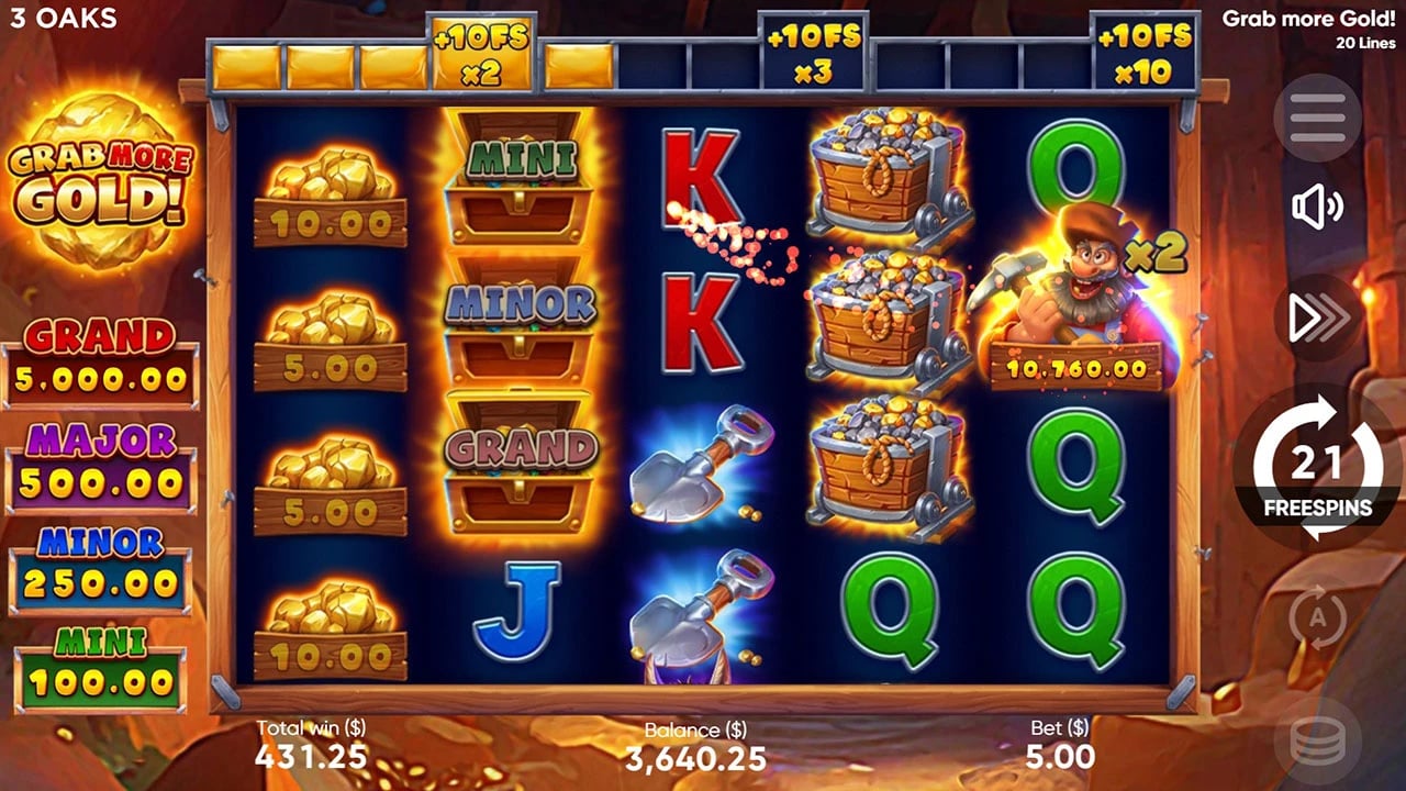 Grab More Gold!: Progress meter over the free-spin field