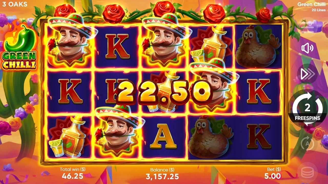 Green Chilli: Sticky Wilds during free spins