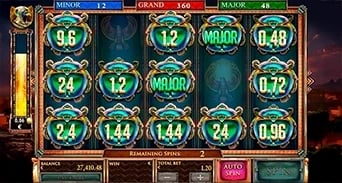 Guardians of Luxor 2: Scarab prize board with a remaining-spin counter