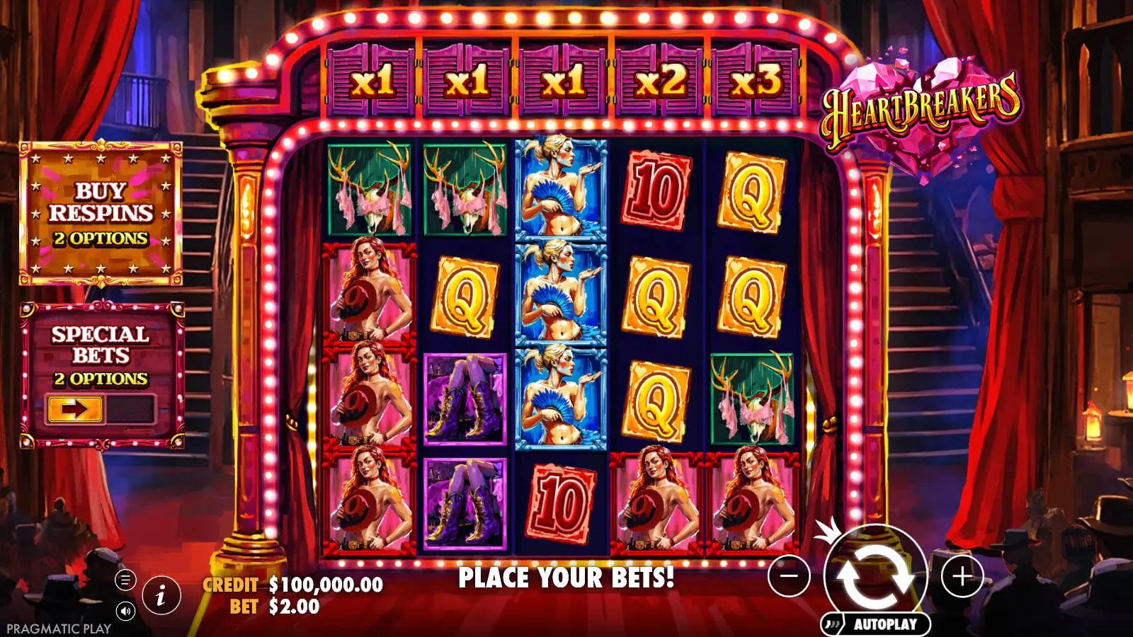 Heartbreakers official respin feature with growing multipliers above the reels