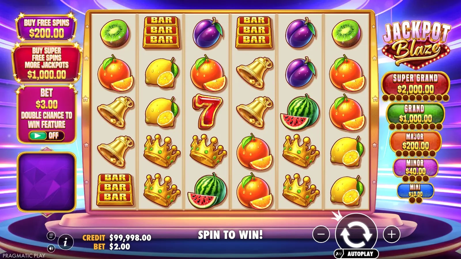 Jackpot Blaze later base-game result with empty jackpot counters