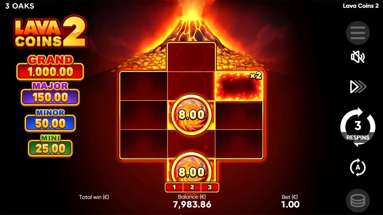 Lava Coins 2: Locked collectors with a three-respin counter