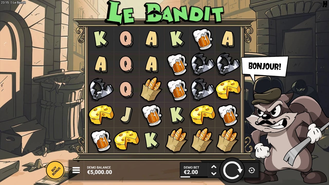 Le Bandit six-reel five-row base grid