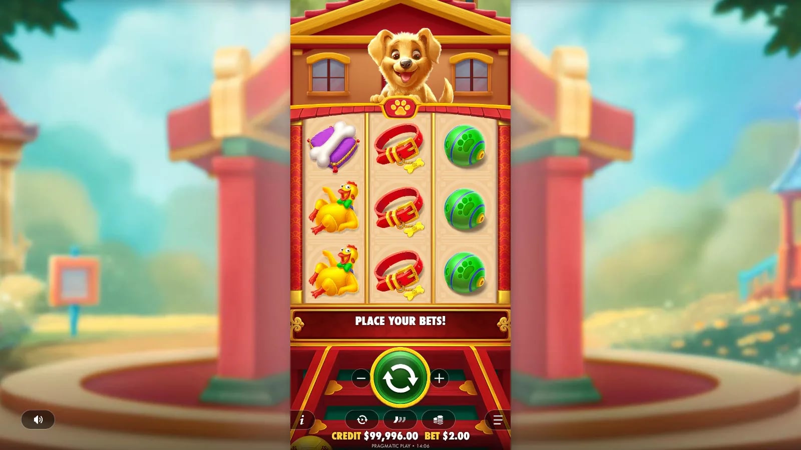 Lucky Dog later official demo state with the complete symbol grid