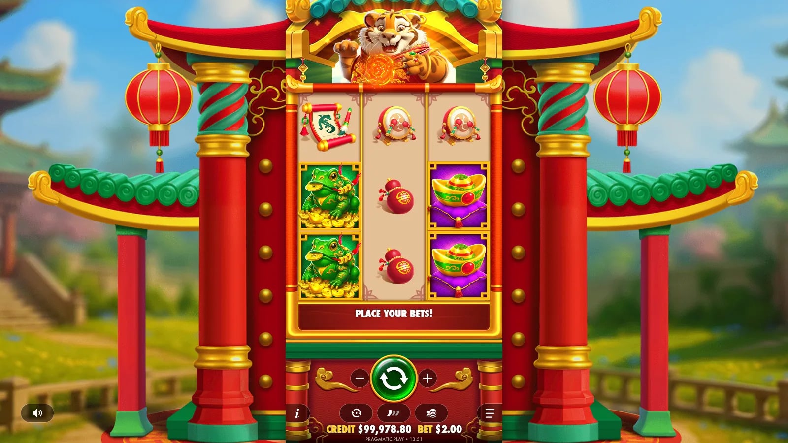 Lucky Tiger Gold ordinary reels with two frogs and two drums
