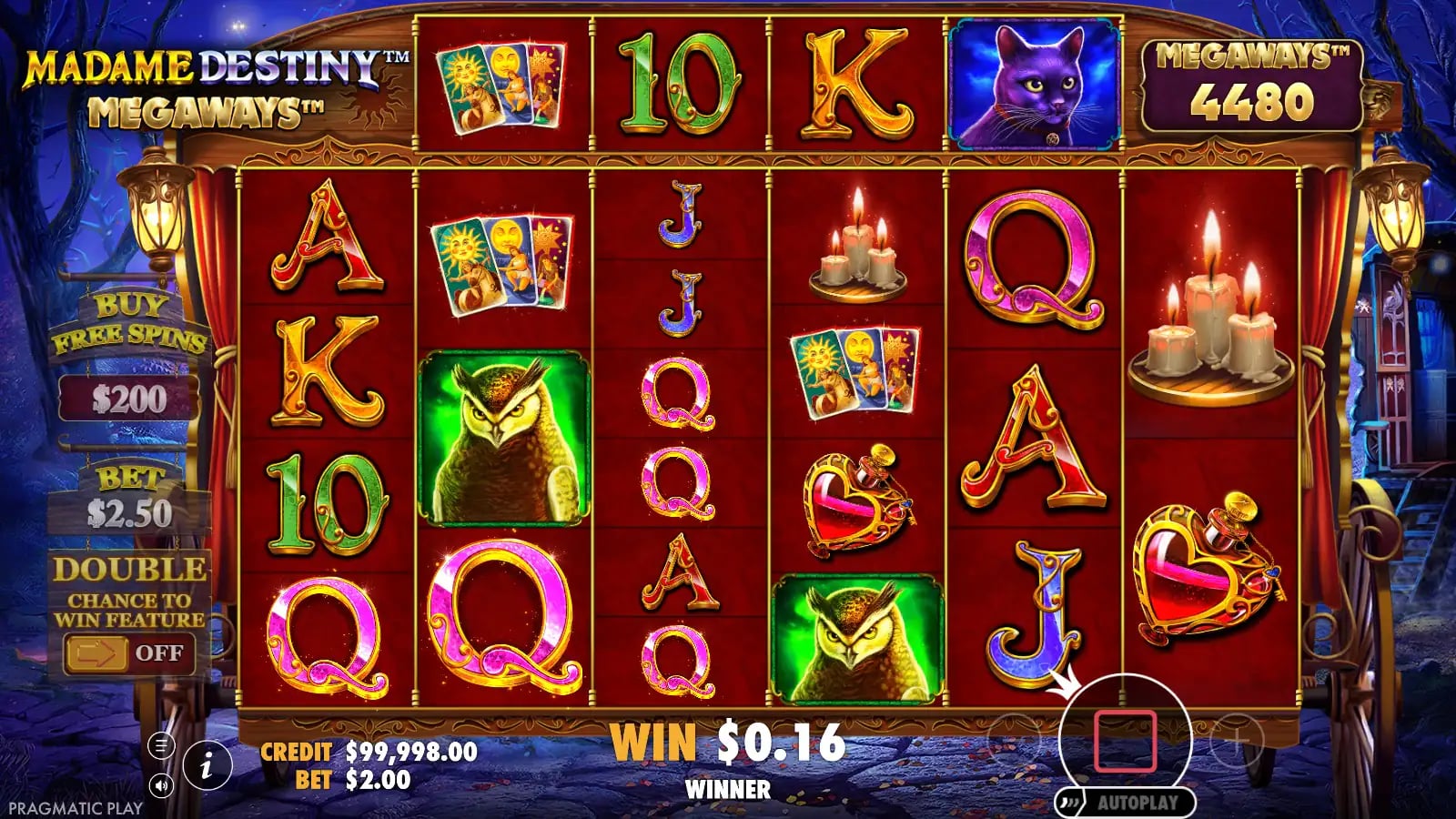 Madame Destiny Megaways ordinary win at 5,480 ways