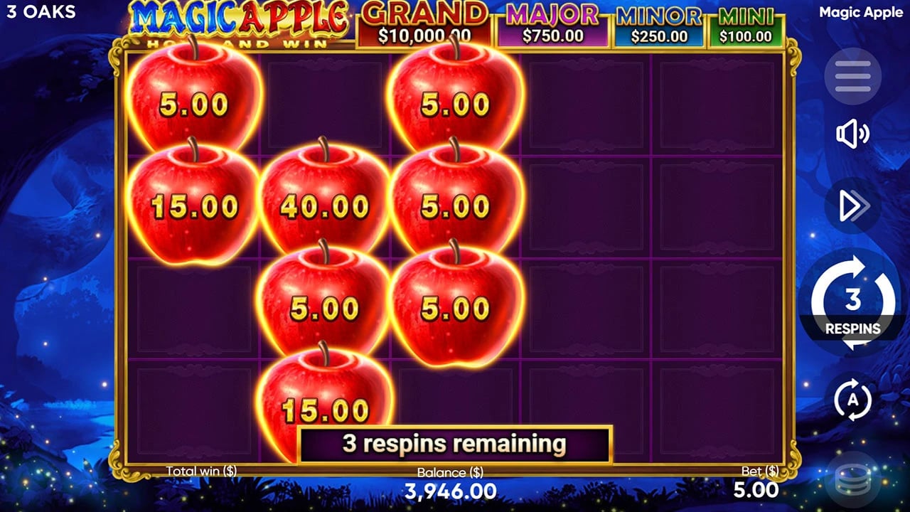 Magic Apple: Partly filled Red Apple bonus board