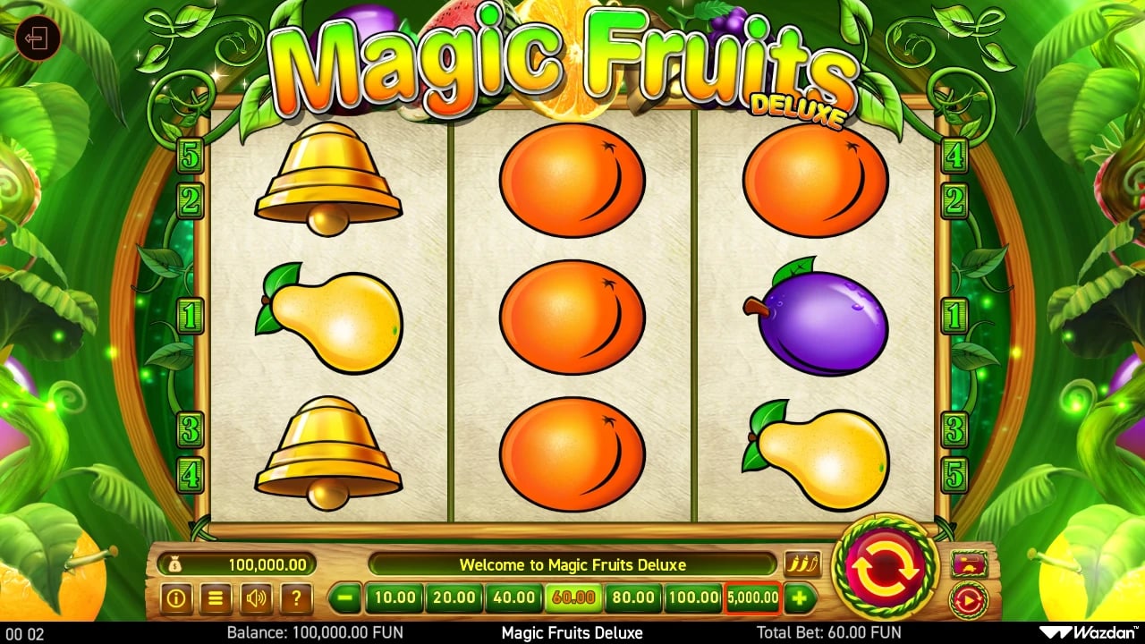 Magic Fruits Deluxe three-reel fruit grid