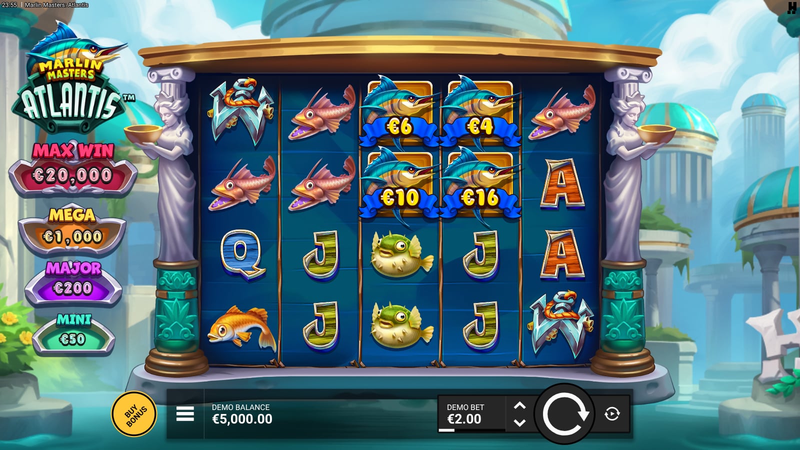 Marlin Masters Atlantis base board with cash values printed on Marlin fish symbols