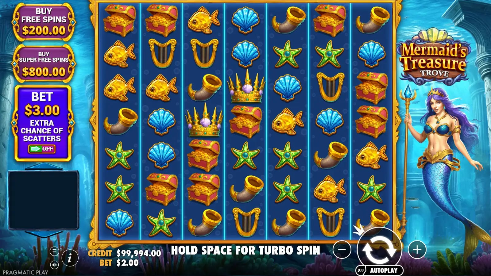 Mermaid's Treasure Trove later ordinary grid with treasure chests and starfish