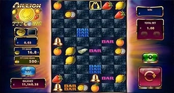 Million 777 Coins: Main Million 777 Coins field and side feature displays