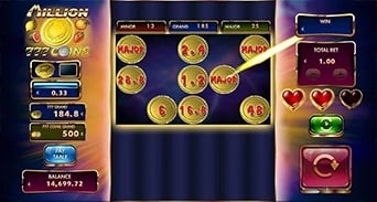 Million 777 Coins: Persistent coin board with prize values and remaining opportunities