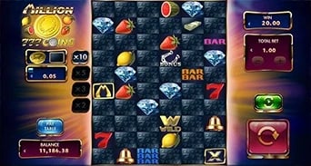 Million 777 Coins: Main field with the Lucky Multiplier selector