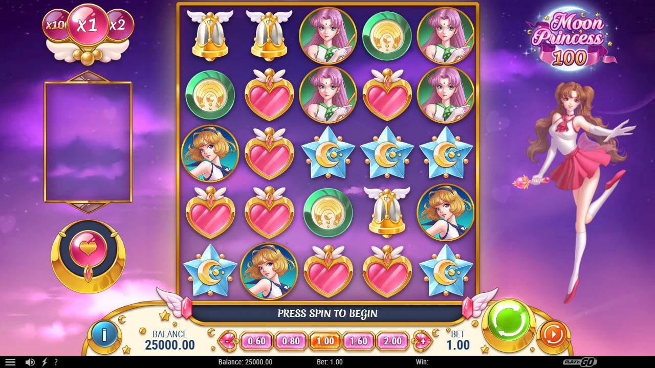 Moon Princess 100 5×5 grid with the Trinity meter and win multiplier