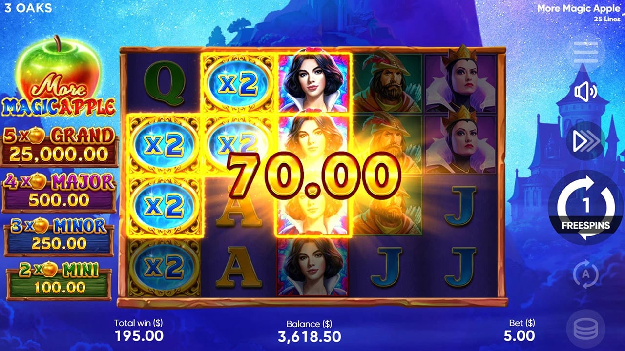 More Magic Apple: Multiplier Wilds during free spins