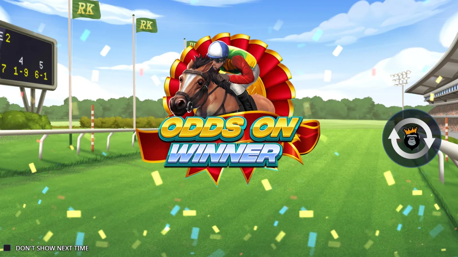 Odds On Winner opening screen with horse and racecourse
