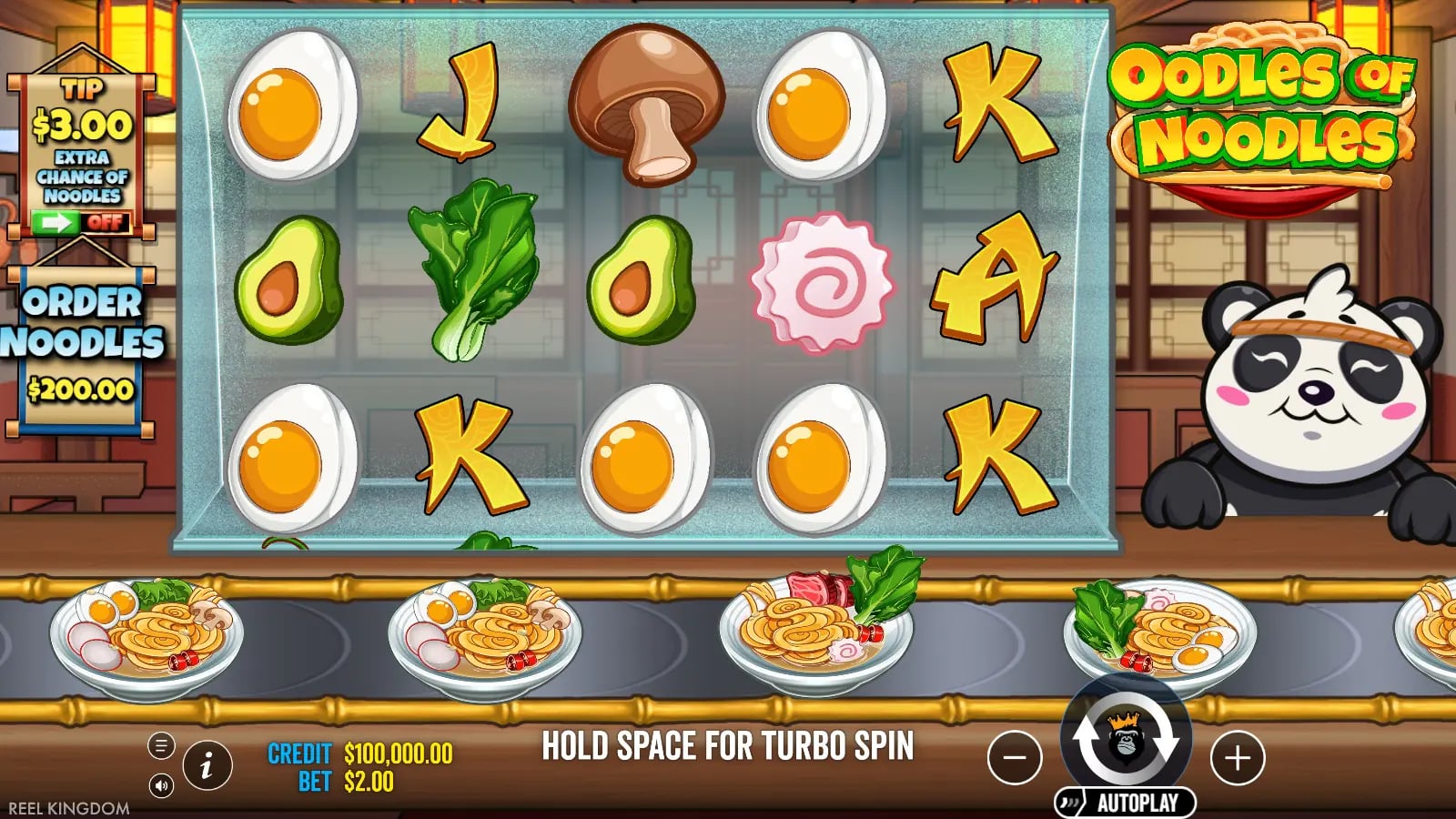 Oodles of Noodles base grid, five bowls and game controls