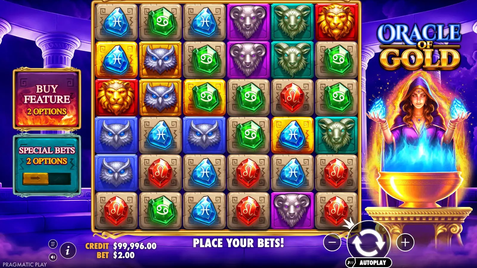 Oracle of Gold later official demo state preserving the full board and controls