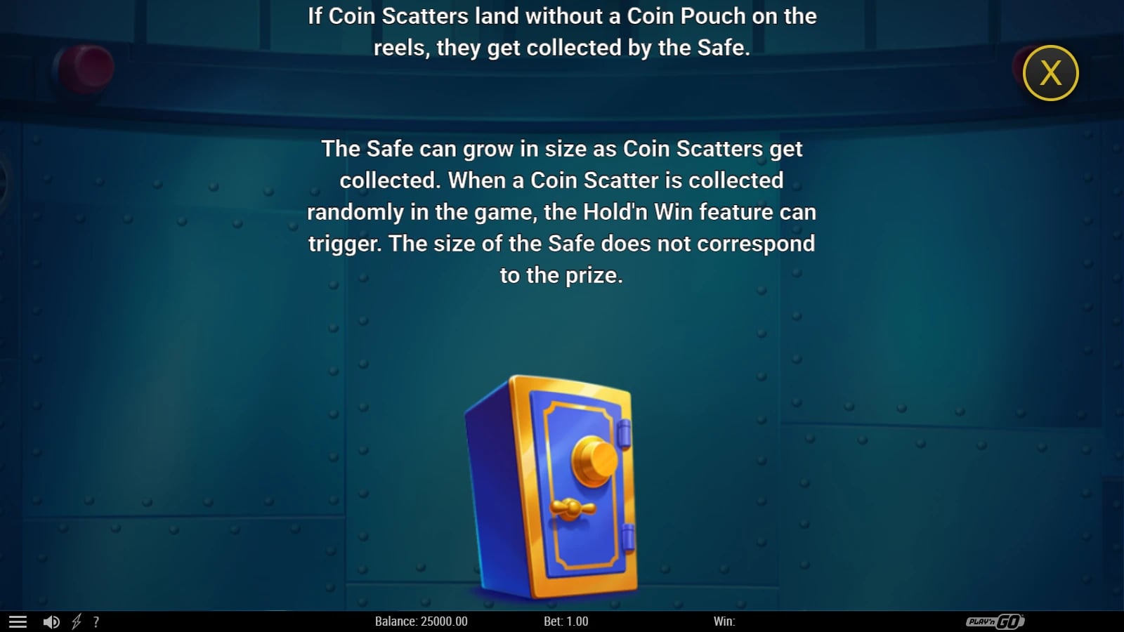 Piggy Heist Safe rules explaining its random bonus trigger and visual growth