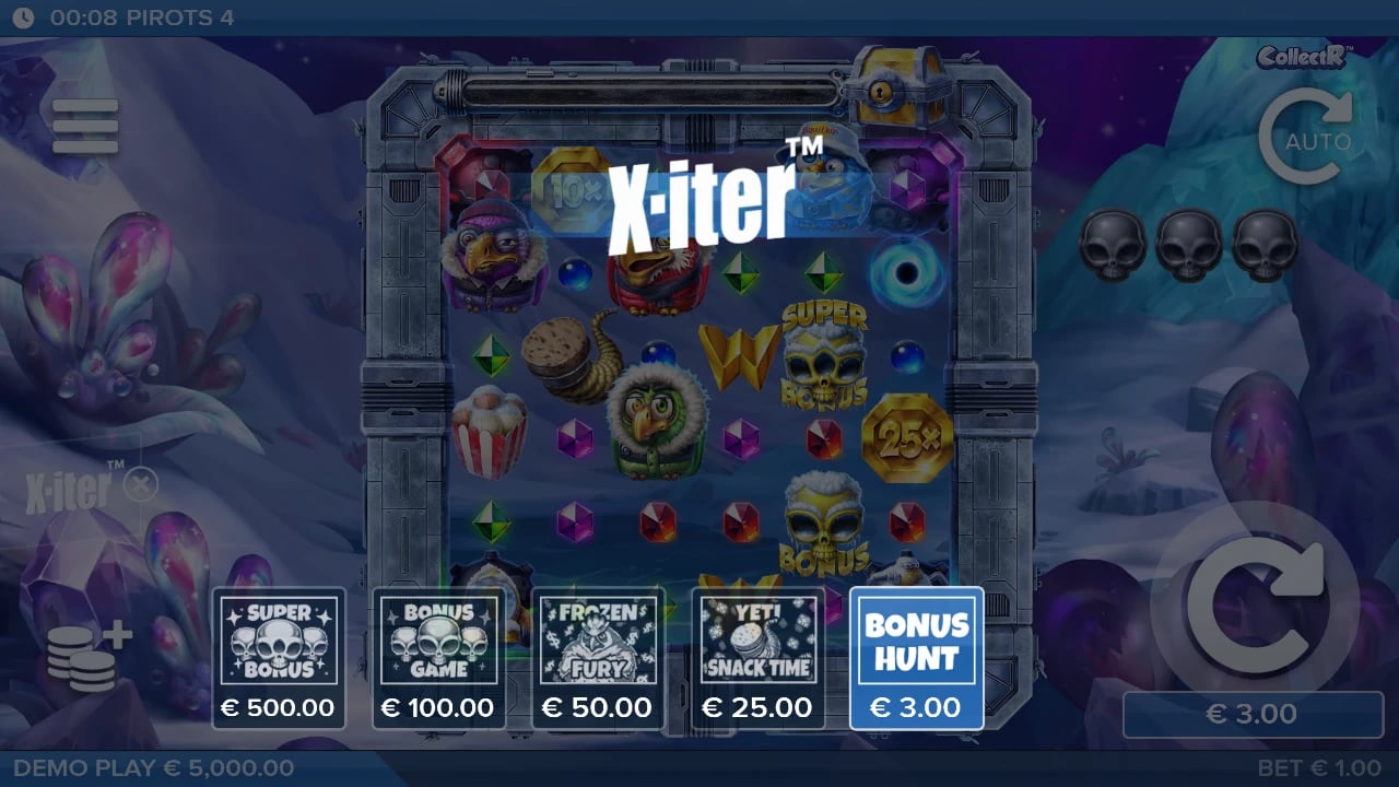 Pirots 4 Frozen Fury X-iter menu