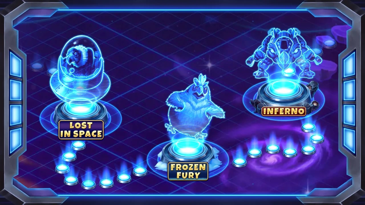 Pirots 4 world selector with Lost in Space, Frozen Fury and Inferno