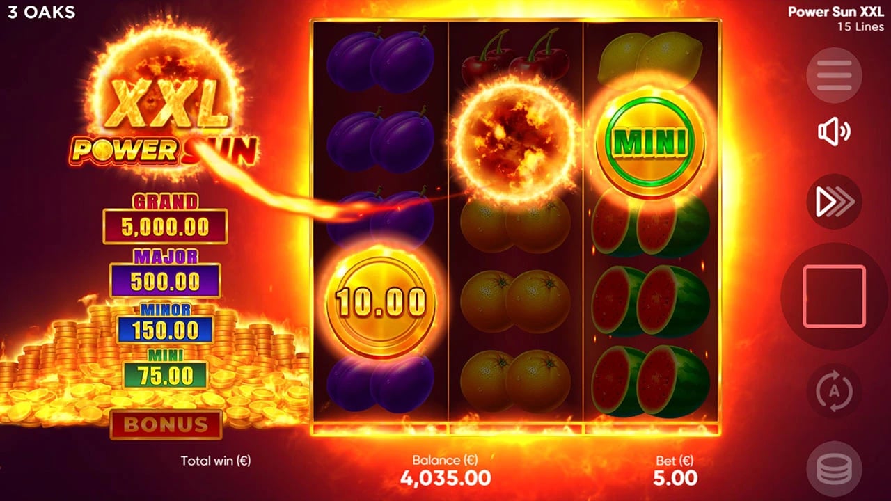 Power Sun XXL: Collector between two outside Bonus coins