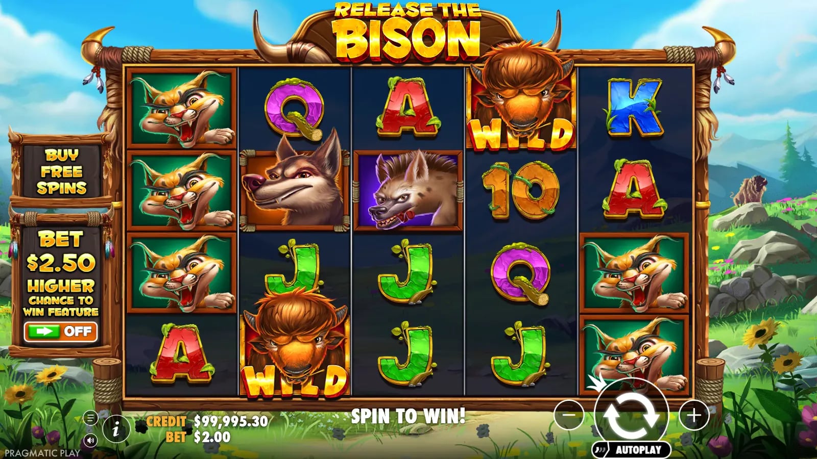 Release the Bison later base-game board with two Bison WILD symbols.