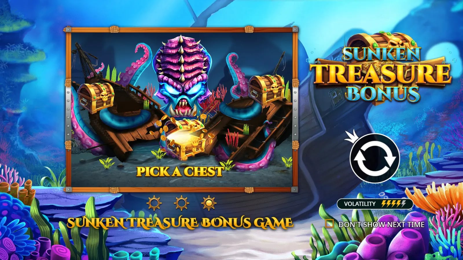 Release the Kraken demo instruction screen for the Sunken Treasure chest-pick feature