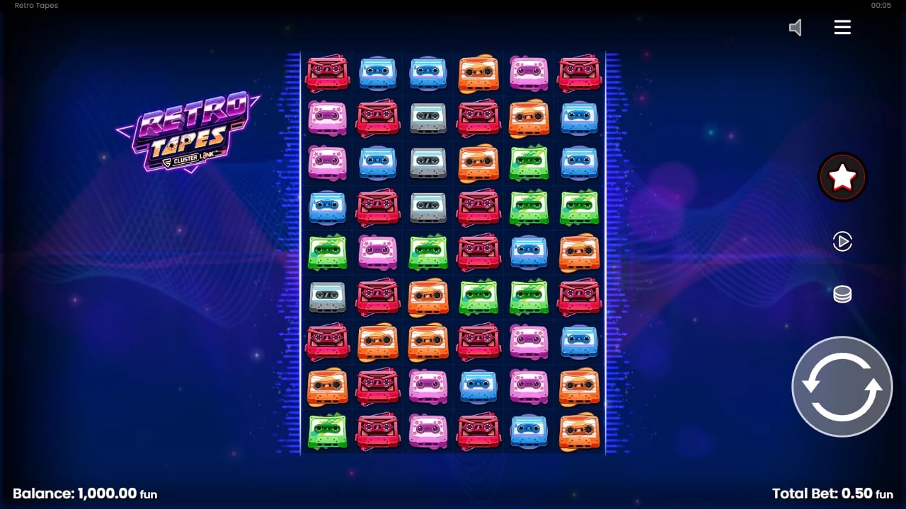 Retro Tapes coloured cassette cluster grid before a spin