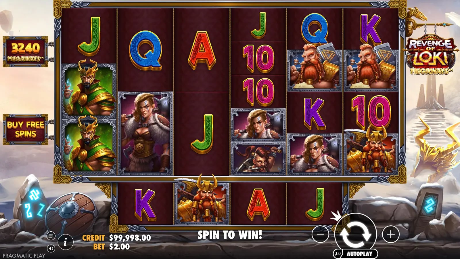 Revenge Of Loki Megaways ordinary spin with 3,240 ways displayed