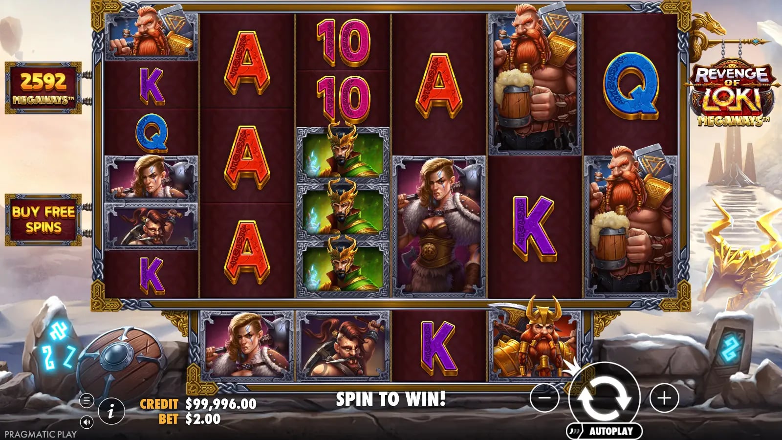 Revenge Of Loki Megaways later ordinary spin with 2,592 ways