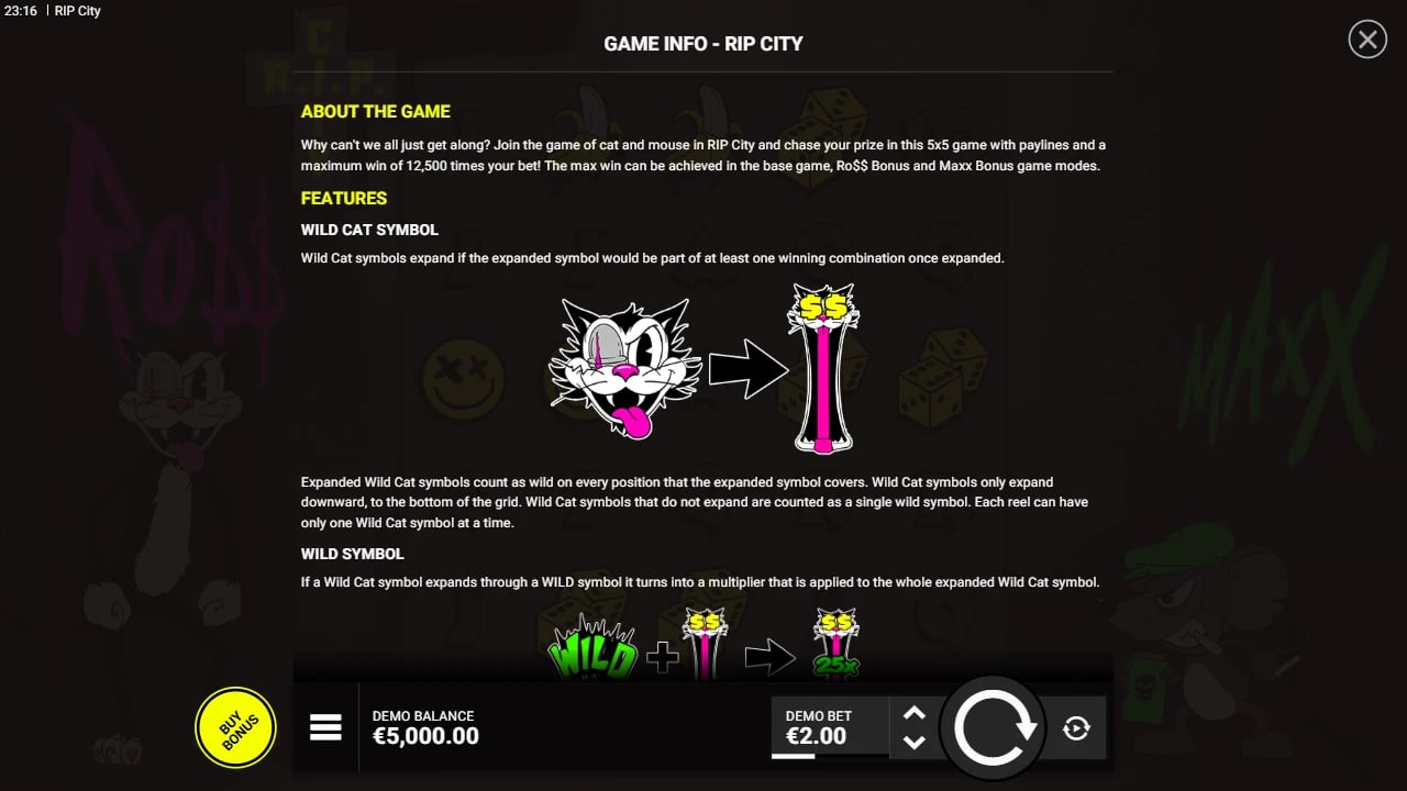 RIP City information panel illustrating Wild Cat expansion and multiplier transfer