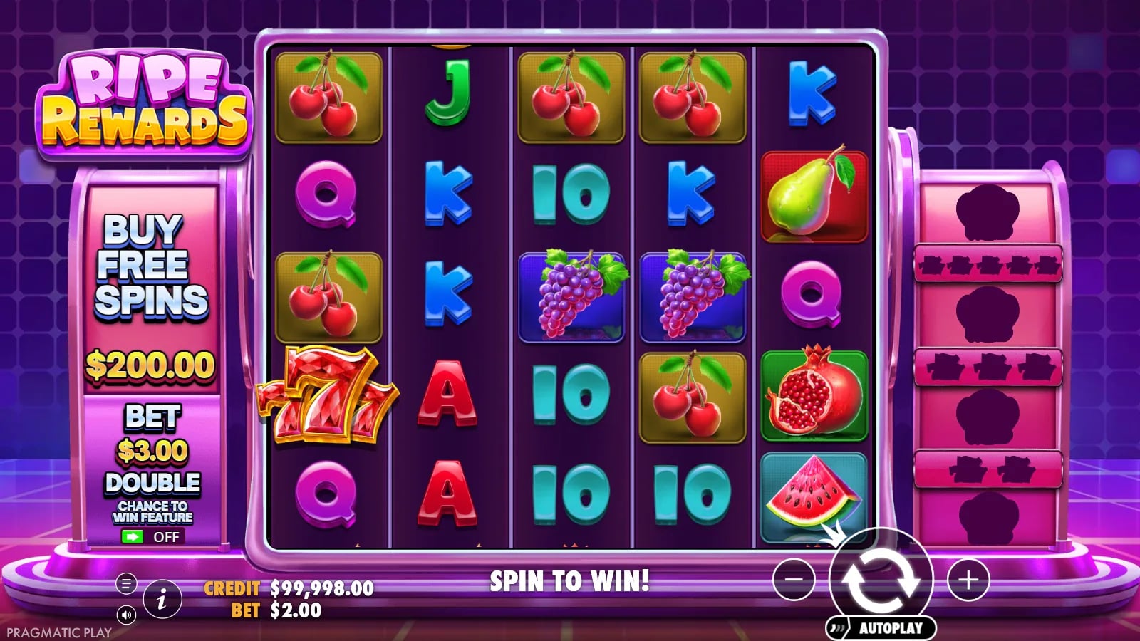 Ripe Rewards later ordinary fruit grid with cherries and grapes