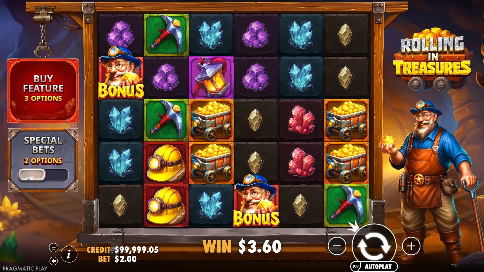 Rolling in Treasures later ordinary result with Bonus symbols