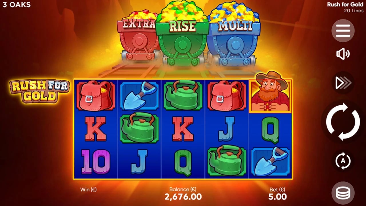 Rush for Gold: Five-reel base field with Miner
