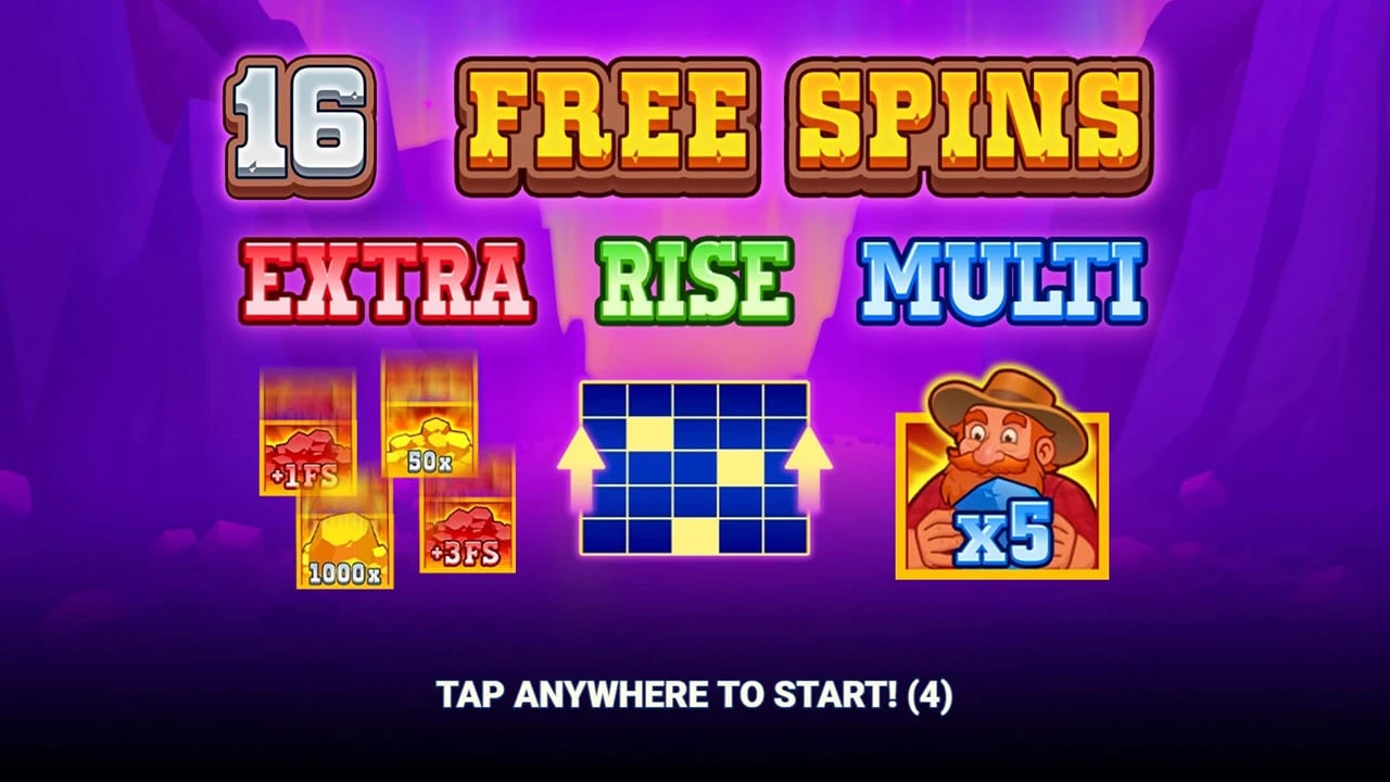 Rush for Gold: Free Spins features in the native instruction panel